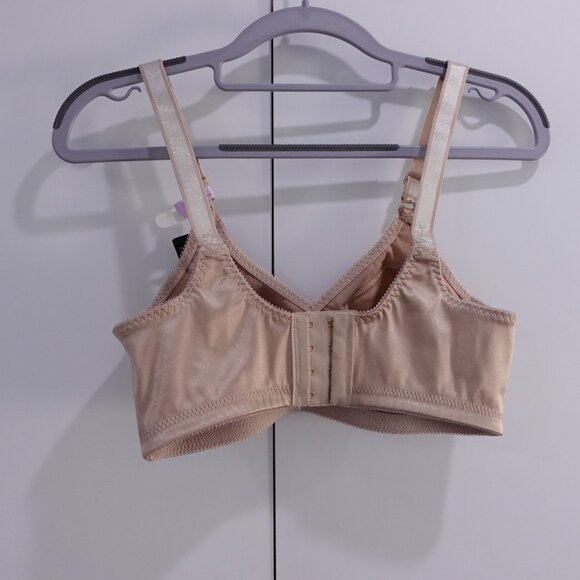 NEW Bali Double Support Tailored Wireless Lace Up Front Bra Tan Size 34D 3820 - Picture 3 of 6